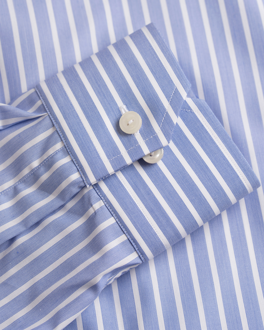 Homme | Chemises | Eton | Slim Fit Poplin Striped Shirt Light Blue
