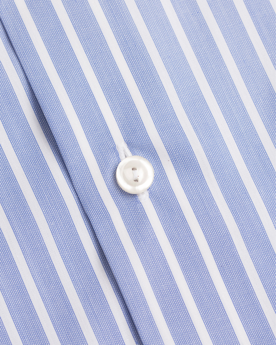 Homme | Chemises | Eton | Slim Fit Poplin Striped Shirt Light Blue