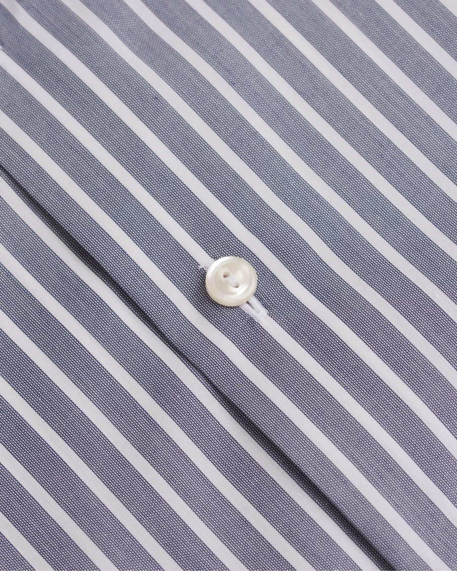 Heren | Overhemden | Eton | Slim Fit Poplin Striped Shirt Dark Blue