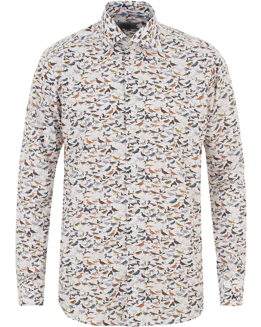 Homme | Chemises | Eton | Slim Fit Printed Birds Shirt White