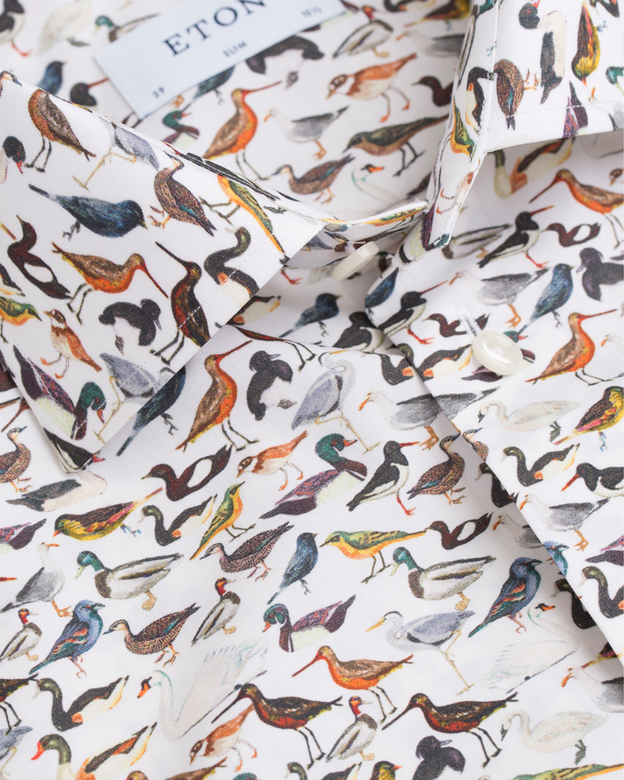 Homme | Chemises | Eton | Slim Fit Printed Birds Shirt White