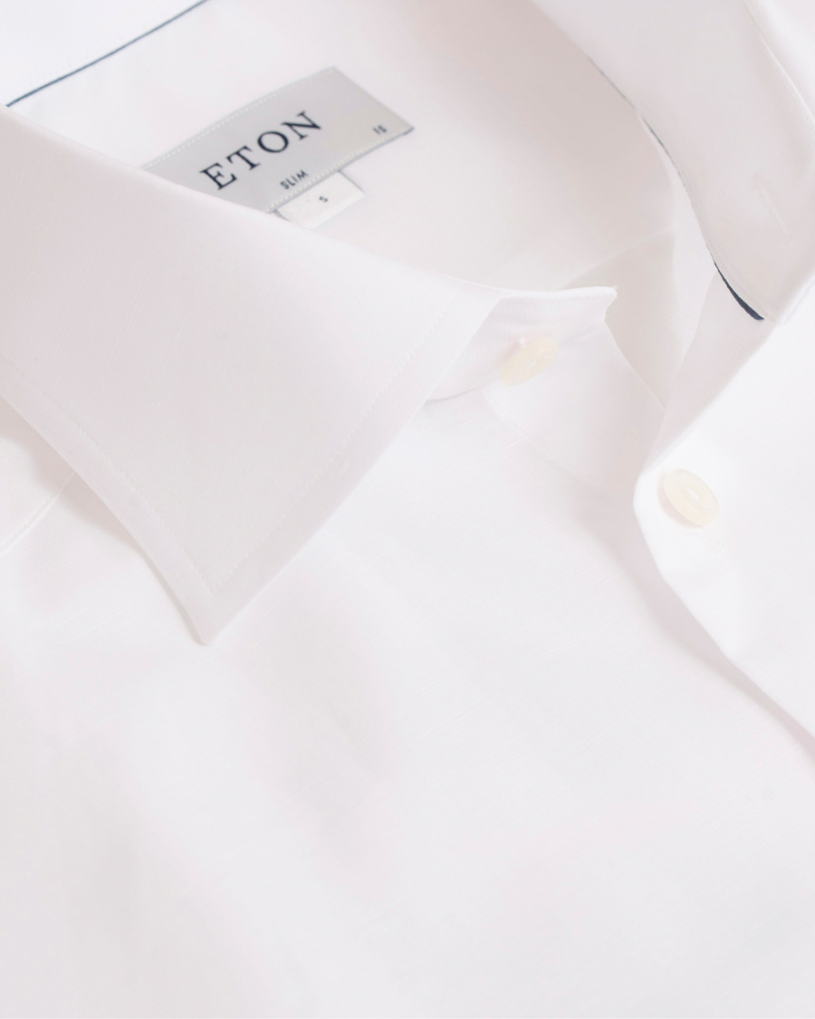 Homme | Chemises | Eton | Slim Fit Poplin/Linen Shirt White
