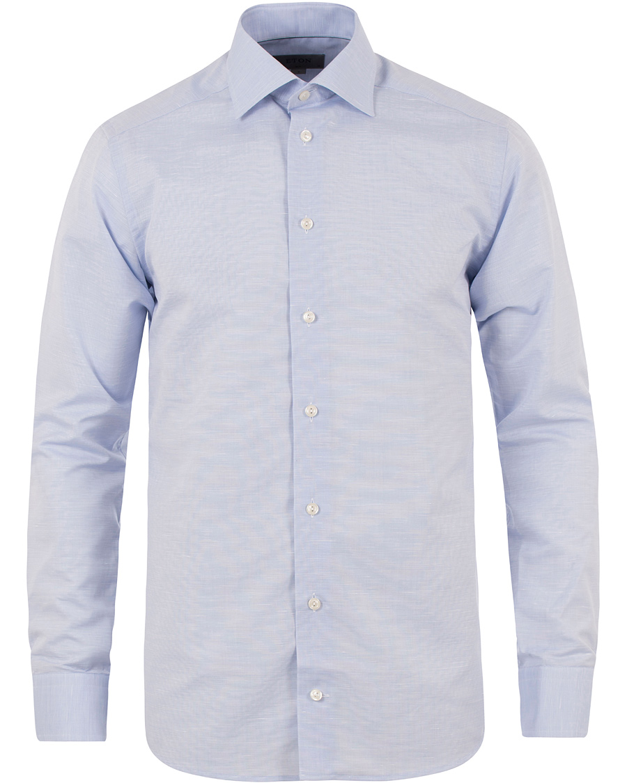Homme | Chemises | Eton | Slim Fit Poplin/Linen Shirt Light Blue