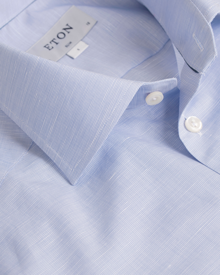 Homme | Chemises | Eton | Slim Fit Poplin/Linen Shirt Light Blue