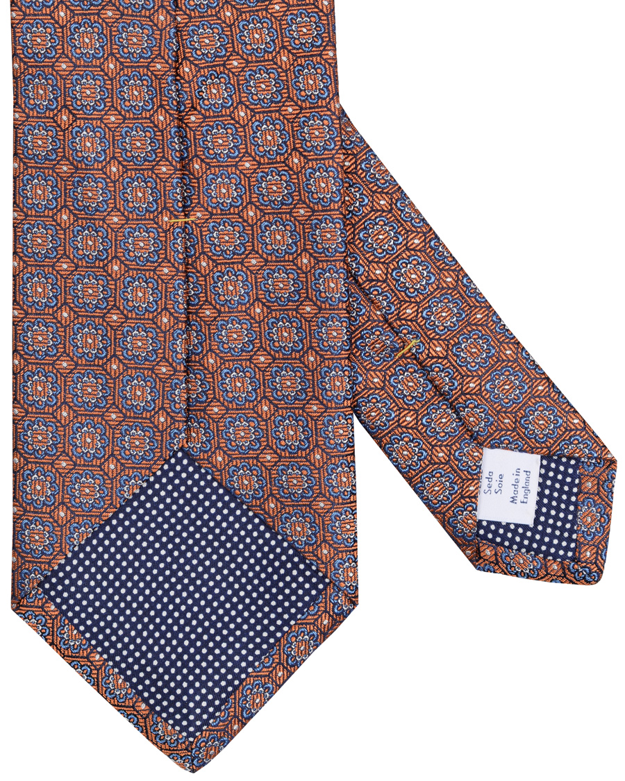 Homme | Eton Silk Woven Medallion 8 cm Tie Orange | Eton | Silk Woven Medallion 8 cm Tie Orange