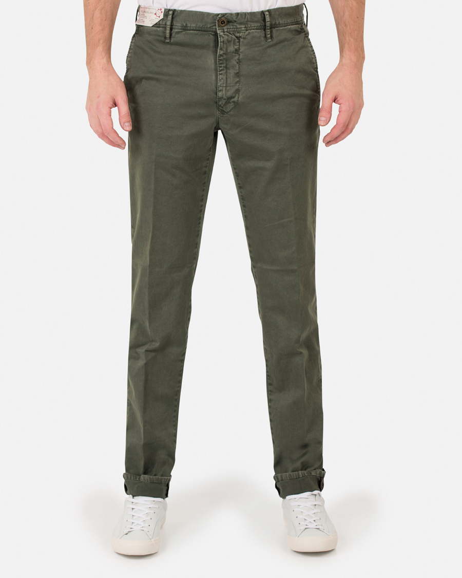 Heren | Broeken | Incotex | Slim Fit Stretch Slacks Army Green
