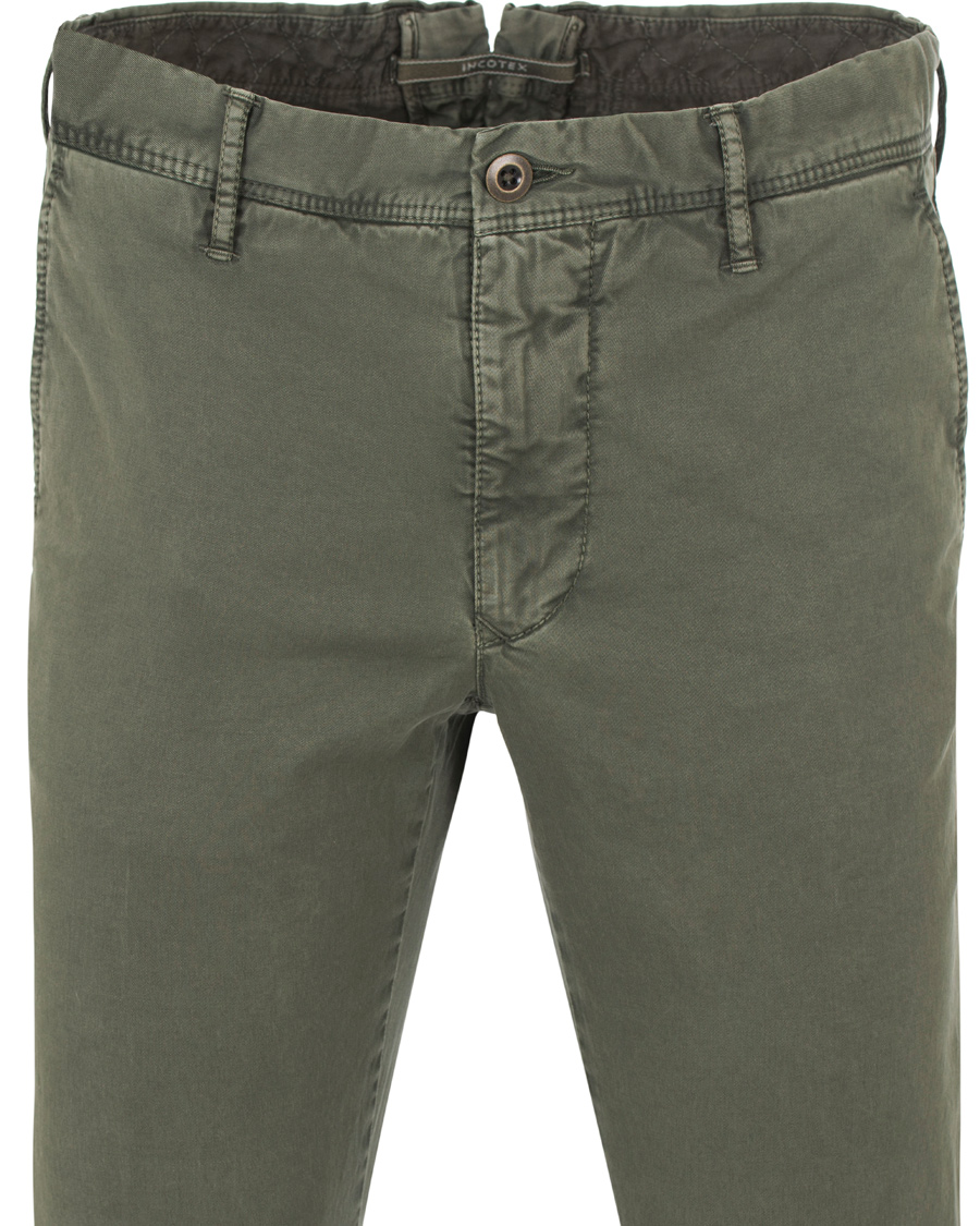Heren | Broeken | Incotex | Slim Fit Stretch Slacks Army Green
