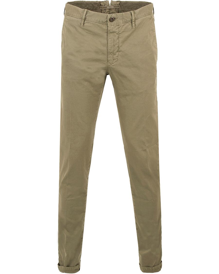 Homme | Pantalons | Incotex | Slim Fit Stretch Slacks Light Army