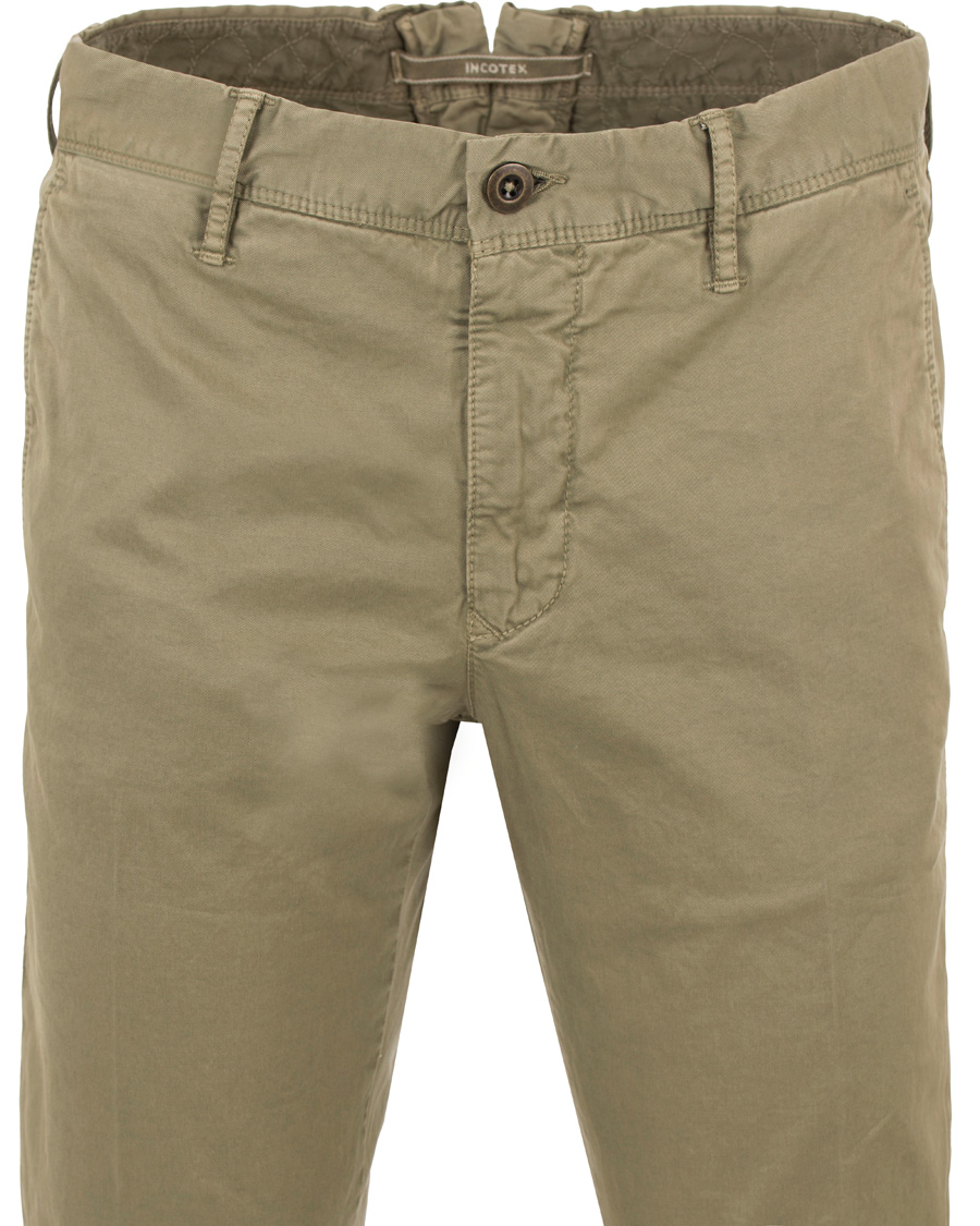 Homme | Pantalons | Incotex | Slim Fit Stretch Slacks Light Army
