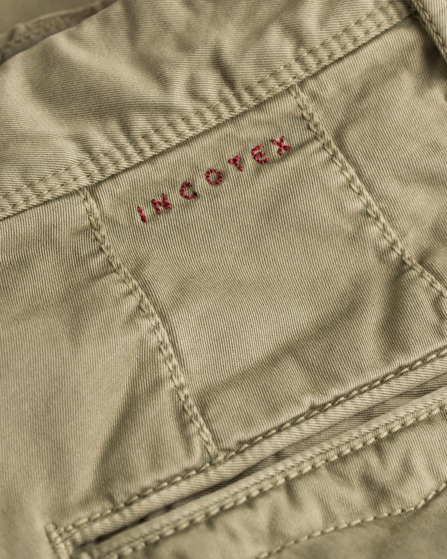 Homme | Pantalons | Incotex | Slim Fit Stretch Slacks Light Army