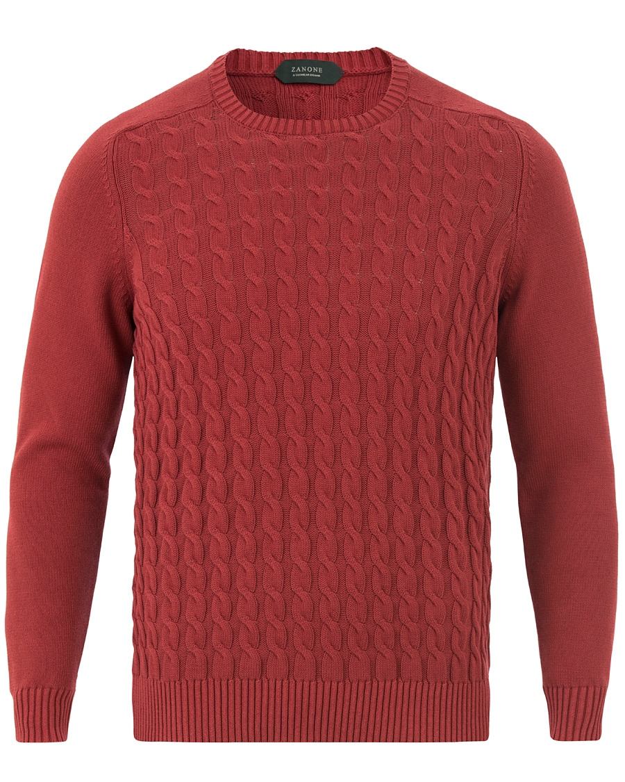 Homme | Pulls Et Tricots | Zanone | Cotton Cable Sweater Bordeaux Red
