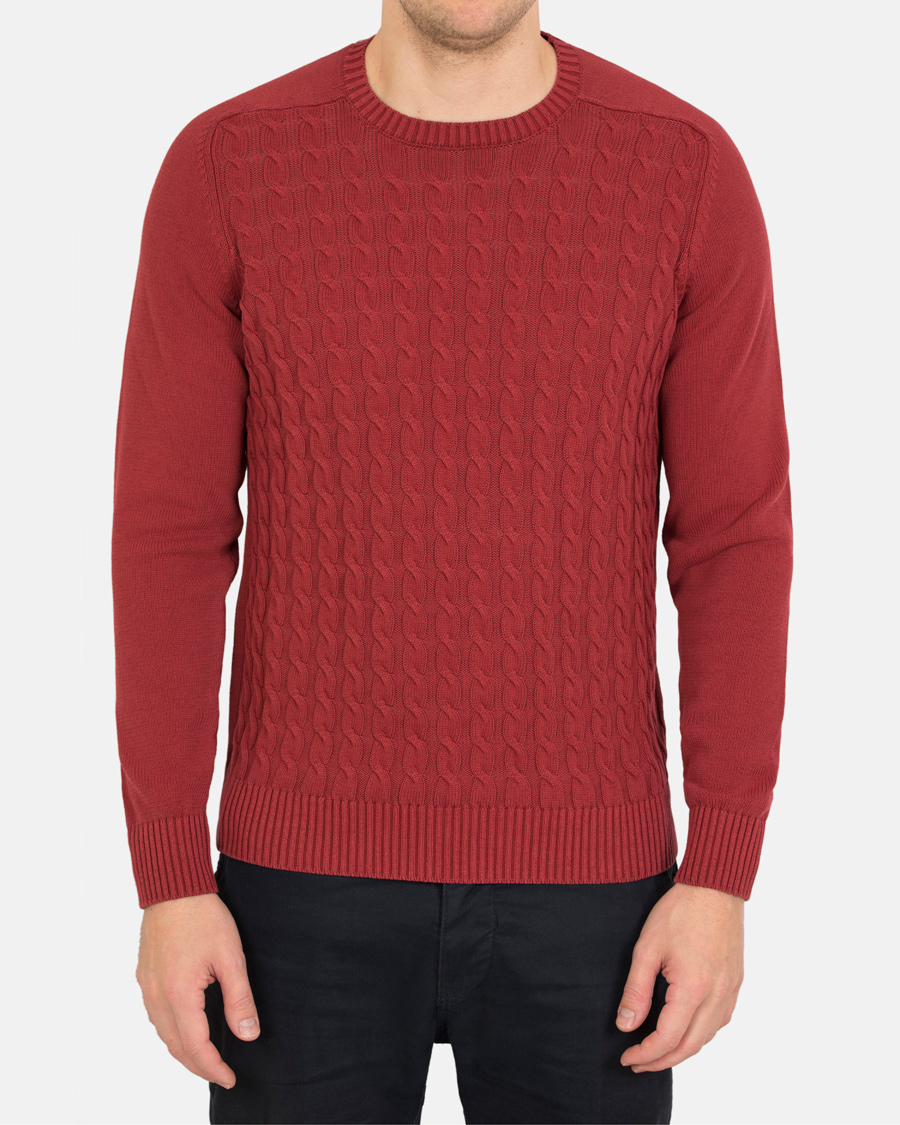 Homme | Pulls Et Tricots | Zanone | Cotton Cable Sweater Bordeaux Red
