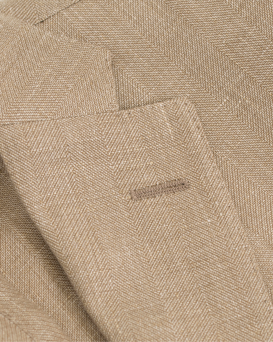 Homme | Blazers | Boglioli | K Jacket Linen/Wool Herringbone Blazer Beige