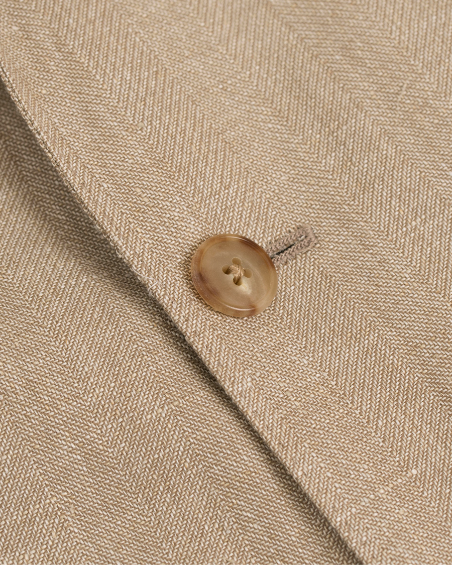 Homme | Blazers | Boglioli | K Jacket Linen/Wool Herringbone Blazer Beige