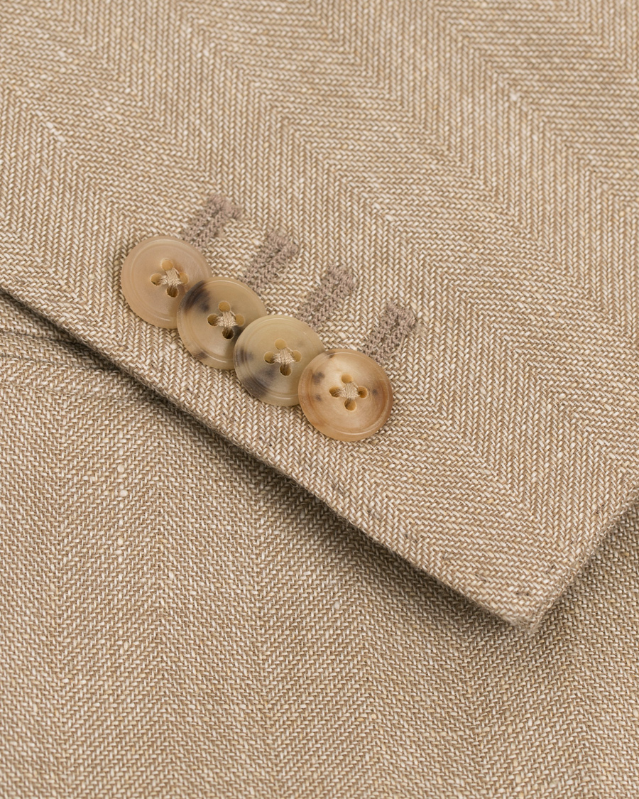 Homme | Blazers | Boglioli | K Jacket Linen/Wool Herringbone Blazer Beige