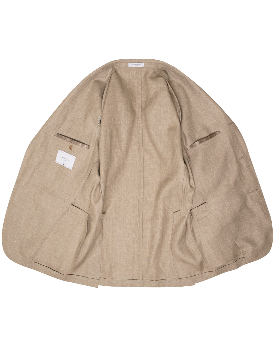 Homme | Blazers | Boglioli | K Jacket Linen/Wool Herringbone Blazer Beige