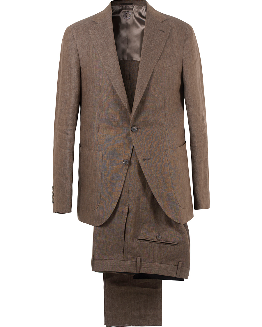 Heren | Pakken | Caruso | Linen Suit Brown