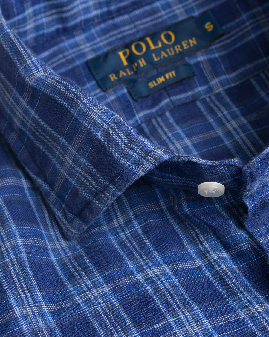 Homme | Chemises | Polo Ralph Lauren | Slim Fit Linen Check Shirt Ocean Blue