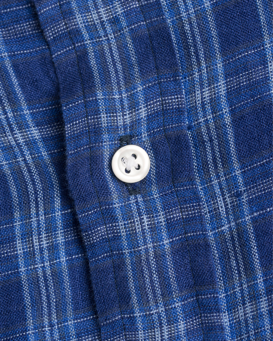 Homme | Chemises | Polo Ralph Lauren | Slim Fit Linen Check Shirt Ocean Blue