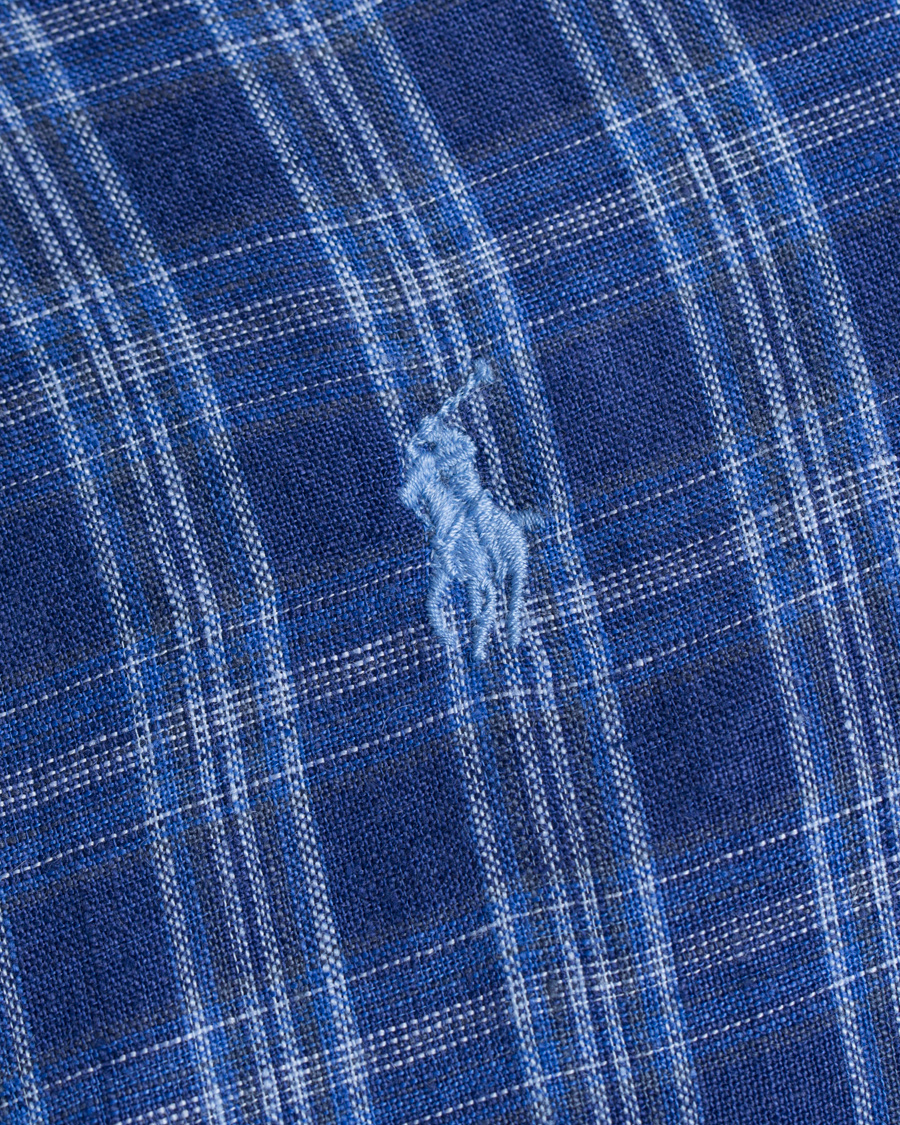 Homme | Chemises | Polo Ralph Lauren | Slim Fit Linen Check Shirt Ocean Blue