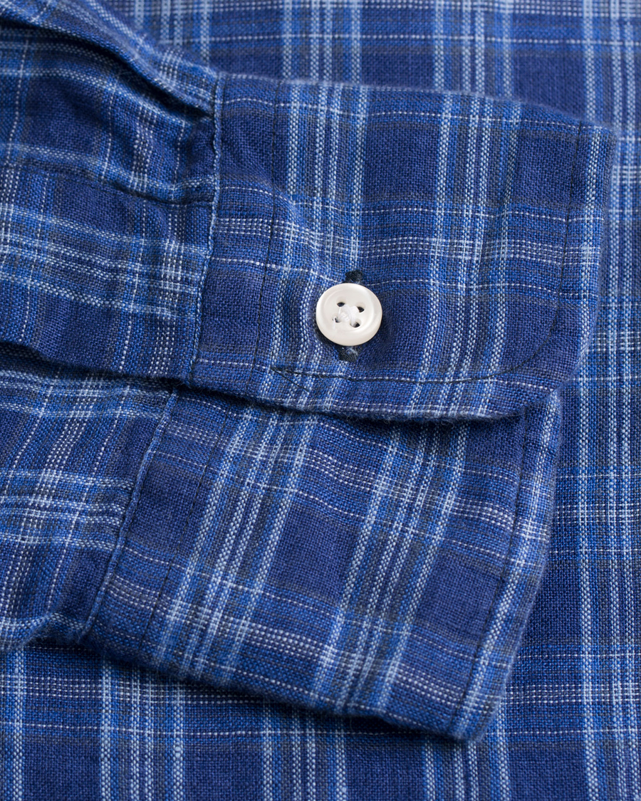 Homme | Chemises | Polo Ralph Lauren | Slim Fit Linen Check Shirt Ocean Blue