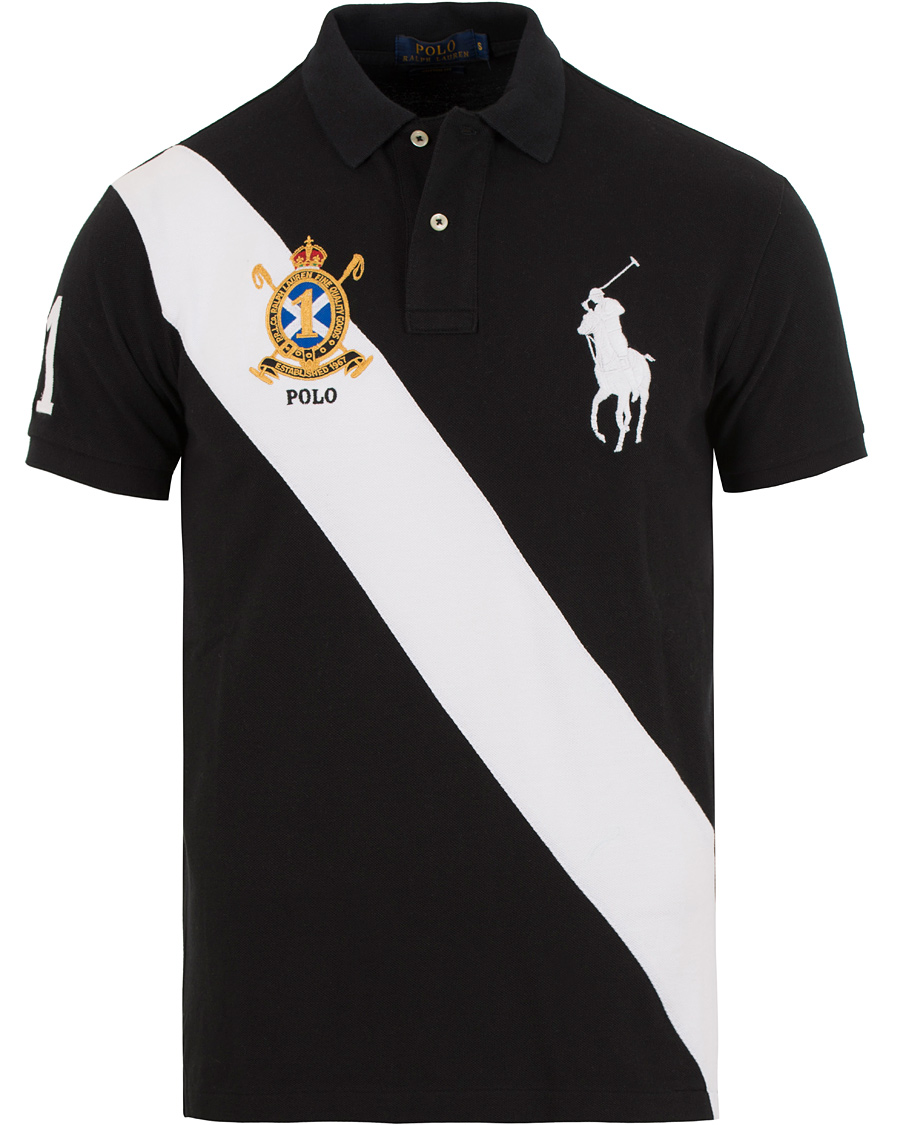 Heren | Polo's | Polo Ralph Lauren | Custom Fit Big Pony Diagonal Stripe Polo Black/White