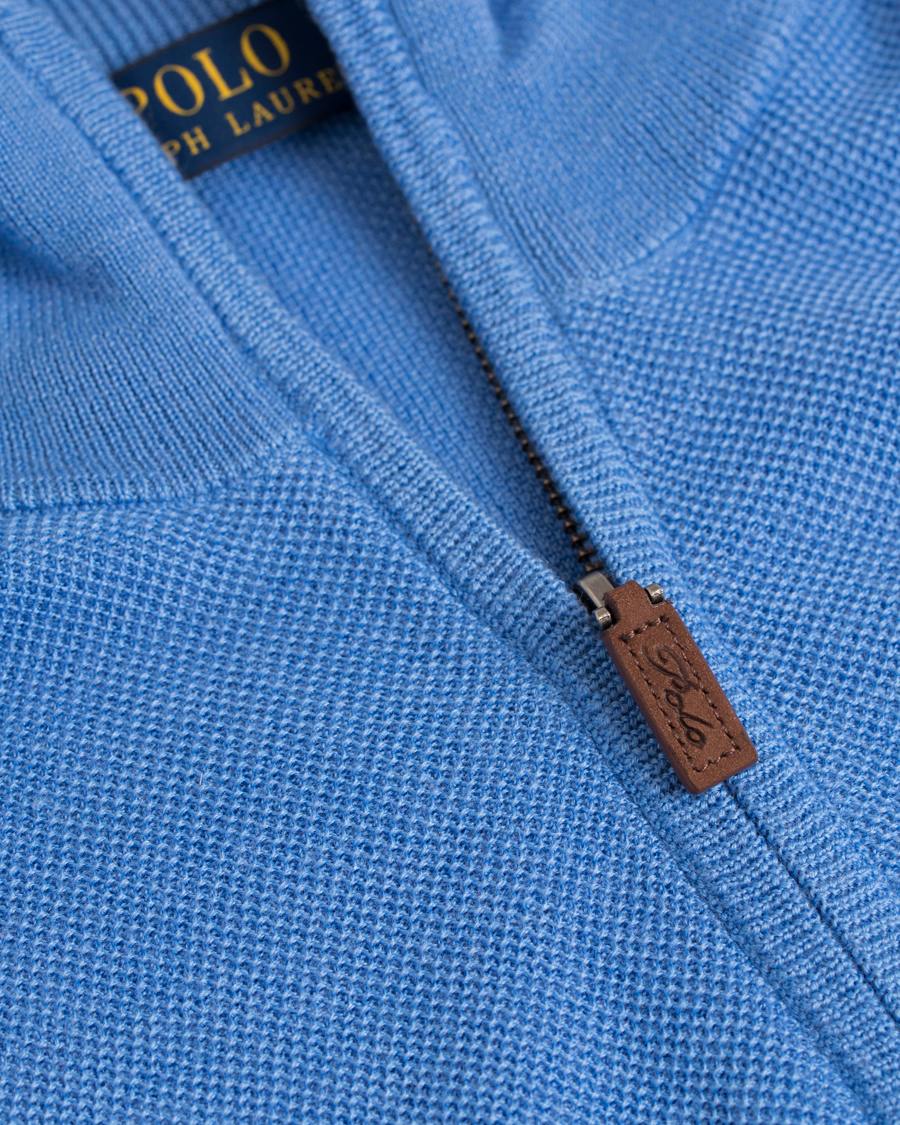 Heren | Truien | Polo Ralph Lauren | Cotton/Silk/Cashmere Half Zip Honeycomb Aerial Blue