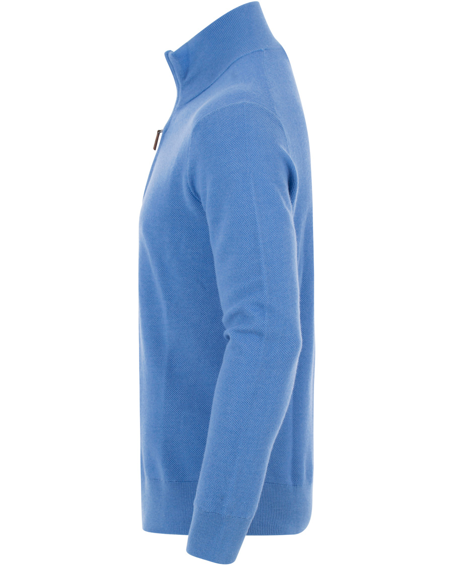 Heren | Truien | Polo Ralph Lauren | Cotton/Silk/Cashmere Half Zip Honeycomb Aerial Blue