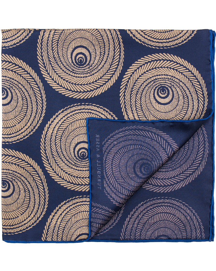 Homme | Turnbull & Asser Wheel Spiral Pocket Square Navy | Turnbull & Asser | Wheel Spiral Pocket Square Navy