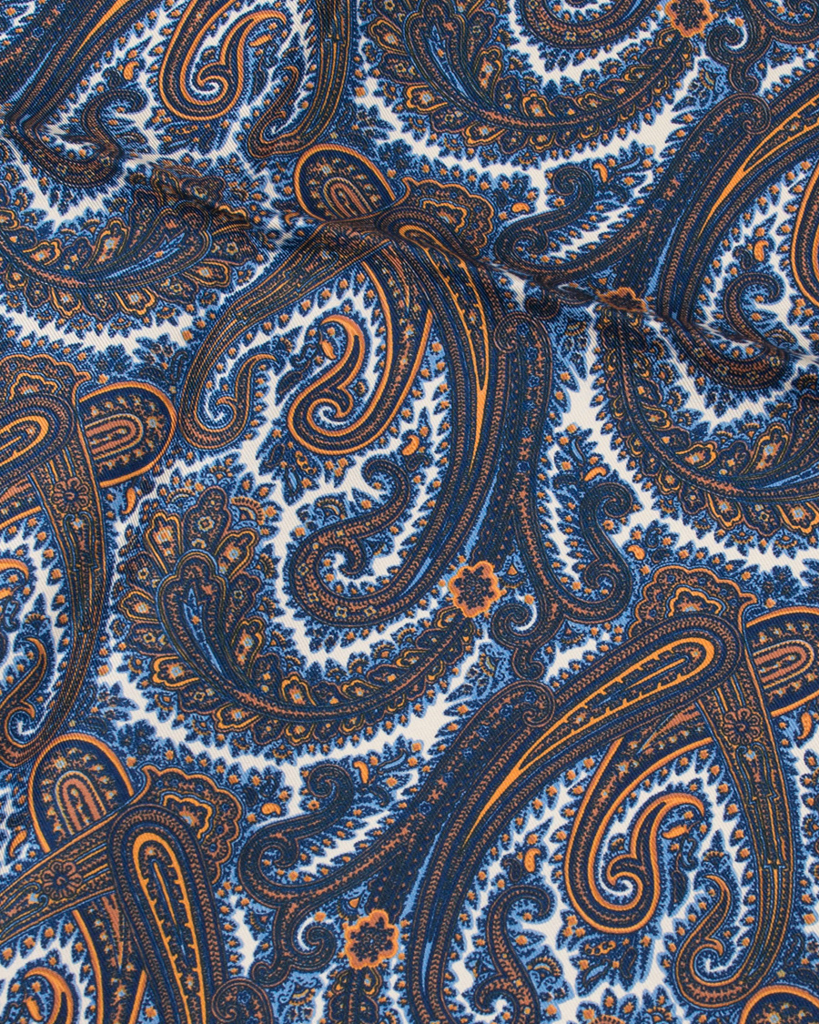 Homme | Turnbull & Asser Paisley Pocket Square Gold/Blue | Turnbull & Asser | Paisley Pocket Square Gold/Blue