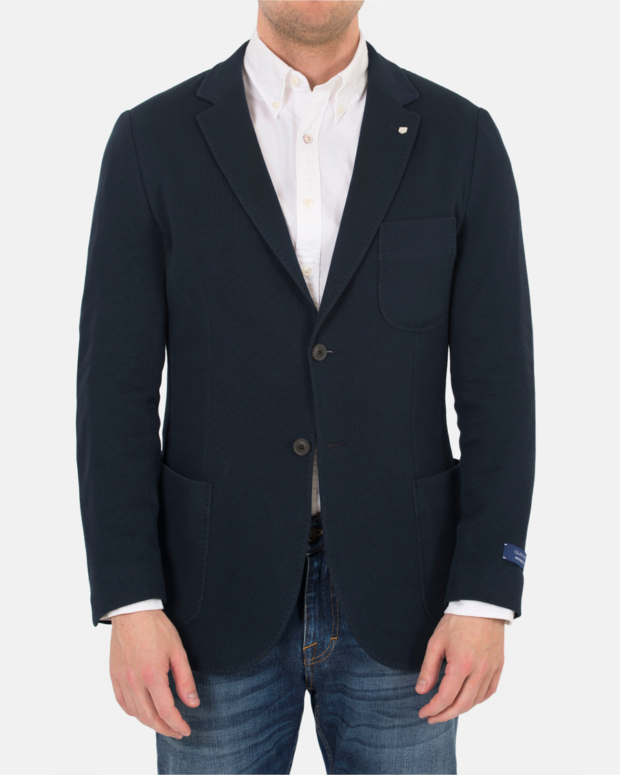 Heren | Blazers | GANT | Weekender Fit Cotton Pique Blazer Navy