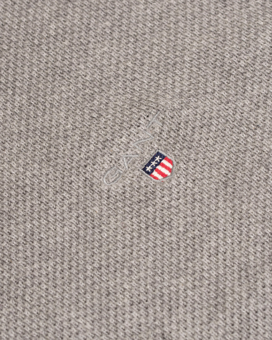 Homme | Pulls Et Tricots | GANT | Cotton Pique Crew Neck Grey Melange