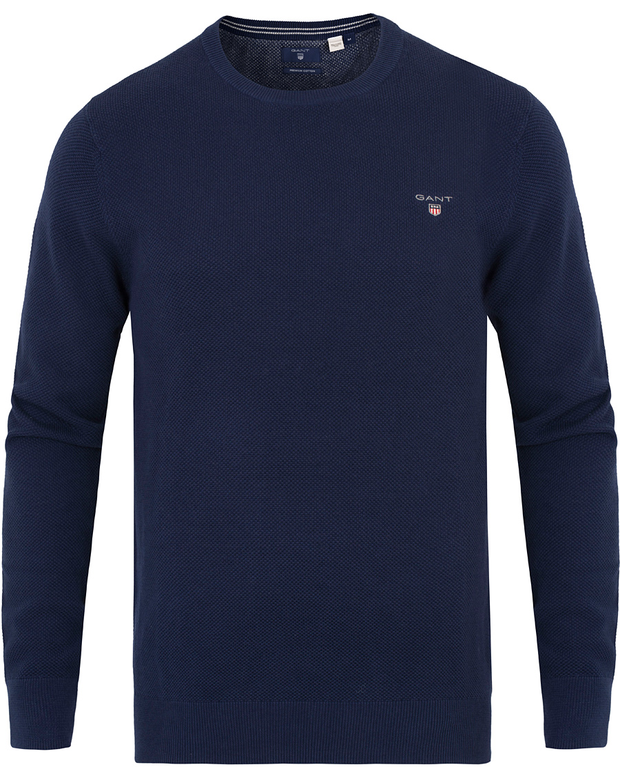 Homme | Pulls Et Tricots | GANT | Cotton Pique Crew Neck Blue