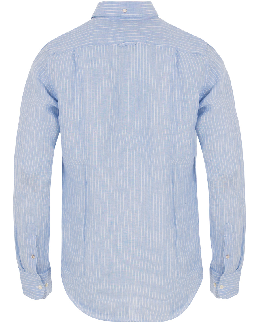 Homme | Chemises | GANT | Fitted Body Linen Stripe Shirt Capri Blue