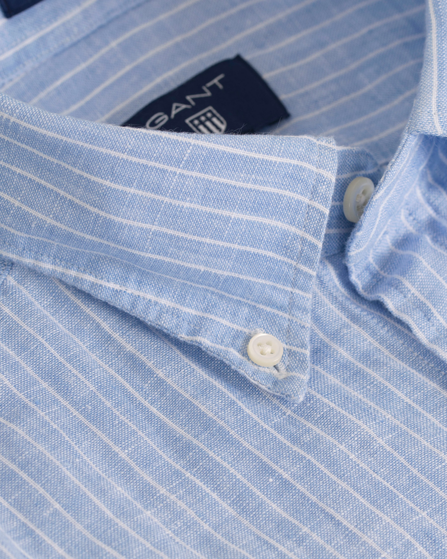Homme | Chemises | GANT | Fitted Body Linen Stripe Shirt Capri Blue
