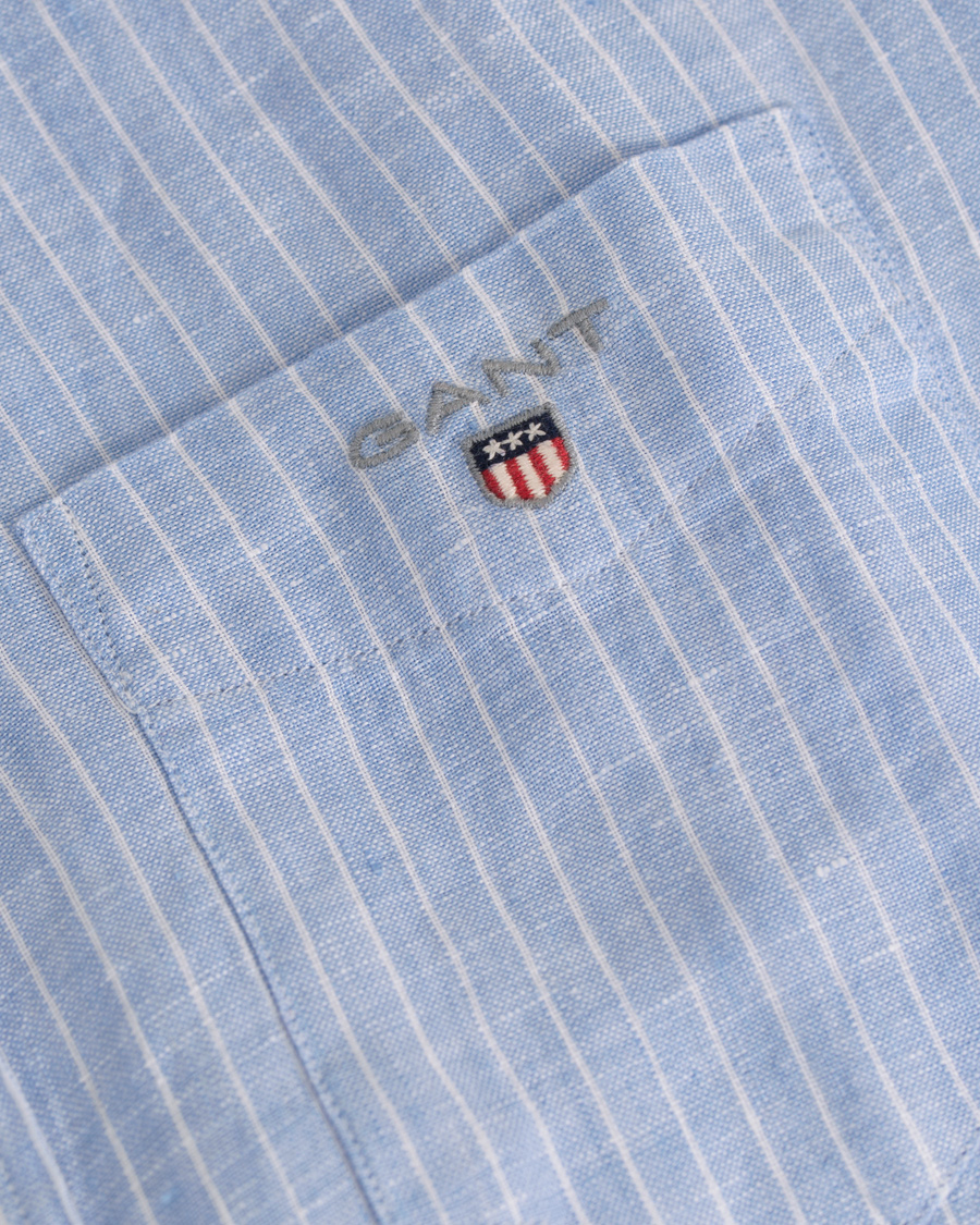 Homme | Chemises | GANT | Fitted Body Linen Stripe Shirt Capri Blue