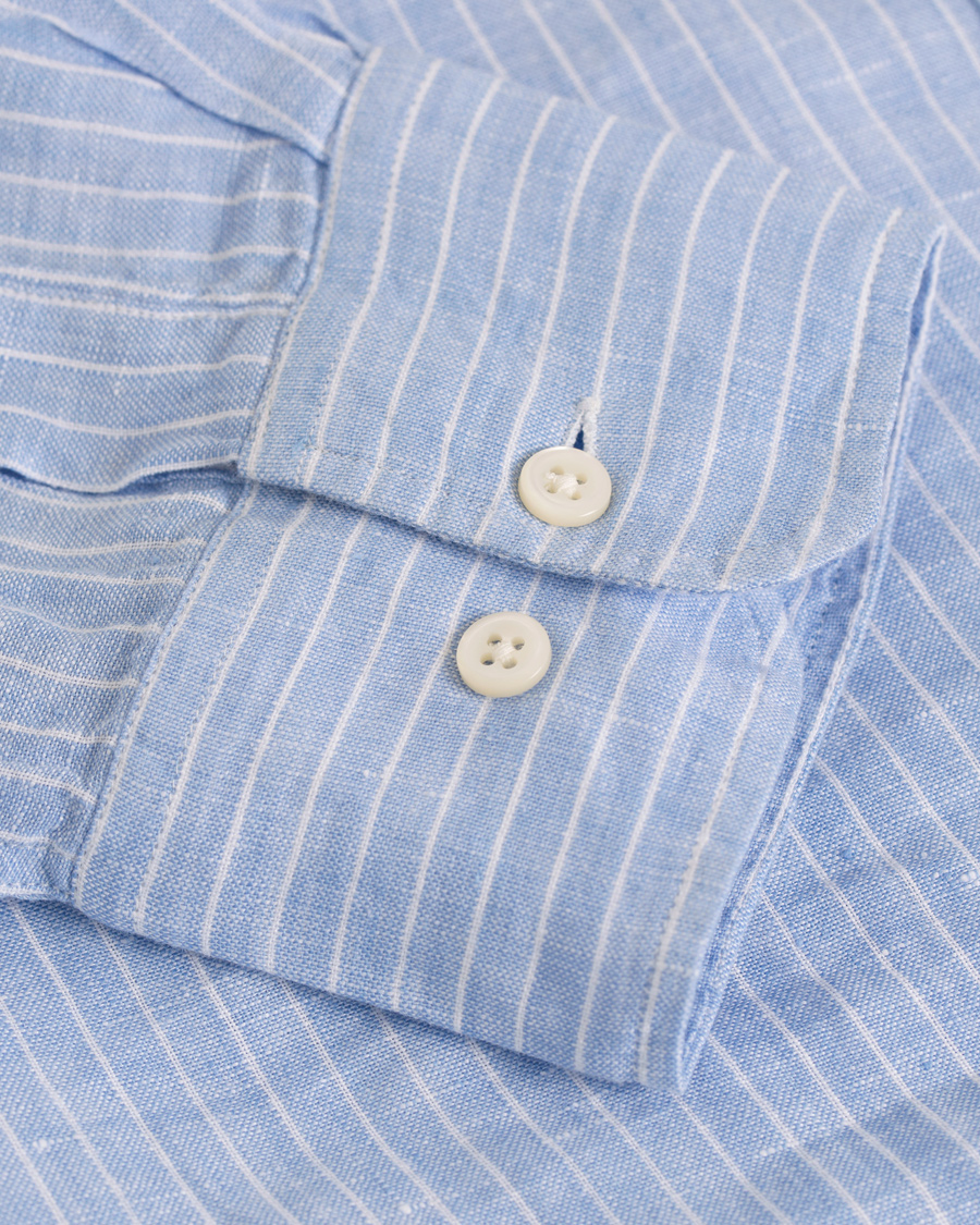 Homme | Chemises | GANT | Fitted Body Linen Stripe Shirt Capri Blue