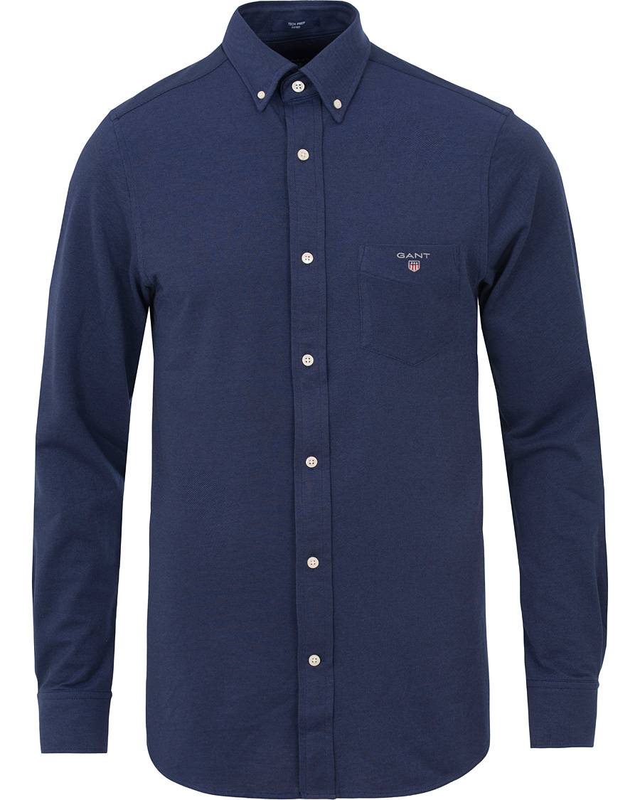 Heren | Overhemden | GANT | Fitted Body Tech Prep Pique Shirt Navy