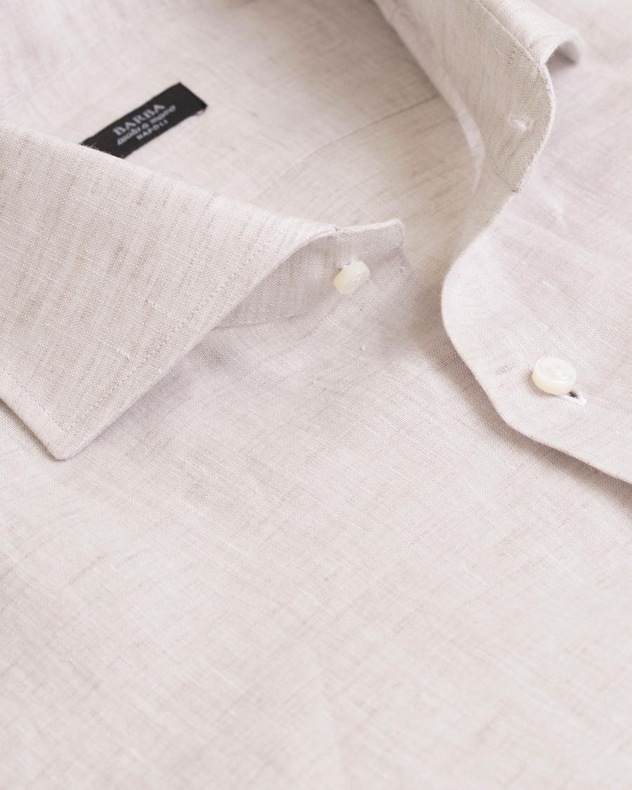 Homme | Chemises | Barba Napoli | Slim Fit Linen Shirt Beige
