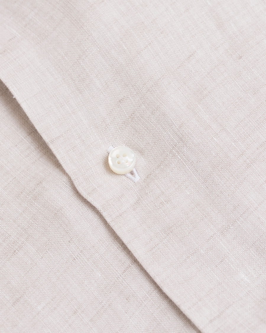 Homme | Chemises | Barba Napoli | Slim Fit Linen Shirt Beige