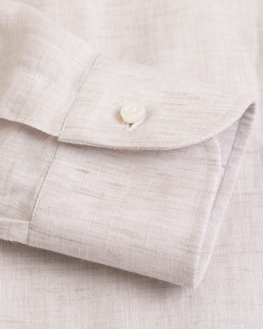 Homme | Chemises | Barba Napoli | Slim Fit Linen Shirt Beige