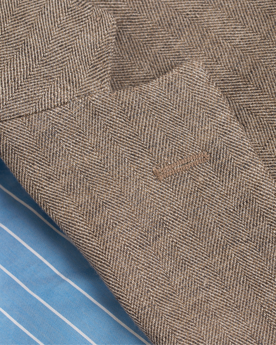 Heren | Blazers | Hackett | Linen Herringbone Blazer Beige