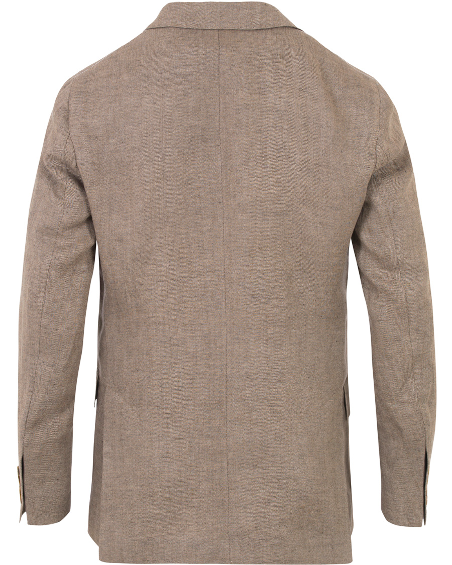 Heren | Blazers | Hackett | Linen Herringbone Blazer Beige