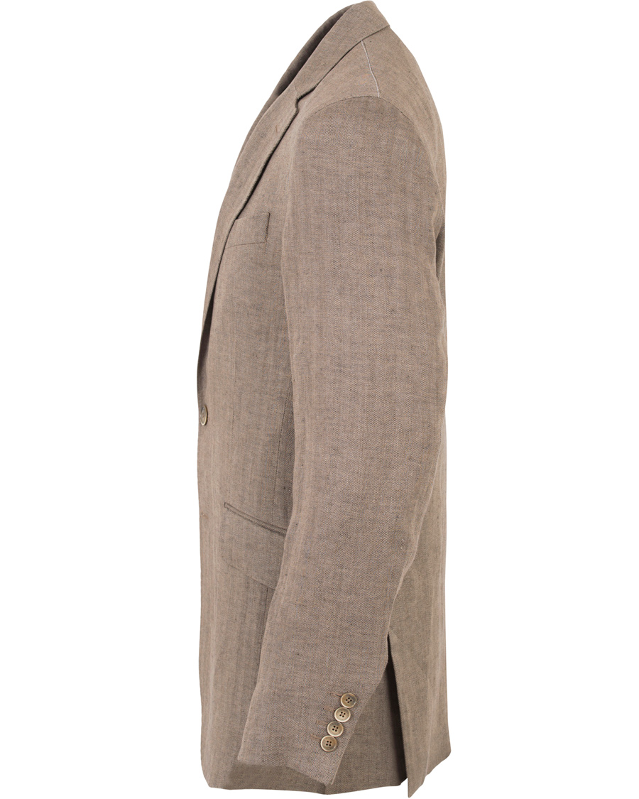 Heren | Blazers | Hackett | Linen Herringbone Blazer Beige
