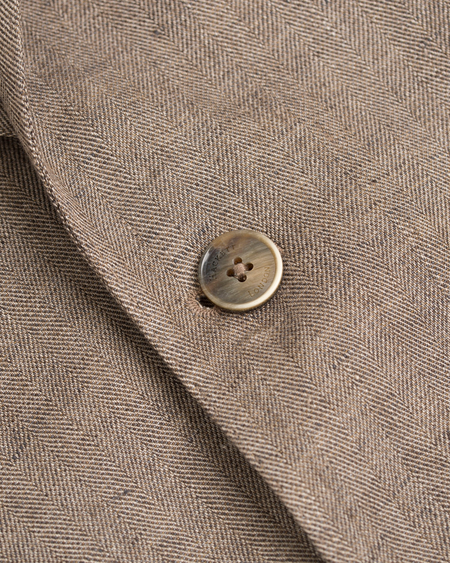 Heren | Blazers | Hackett | Linen Herringbone Blazer Beige