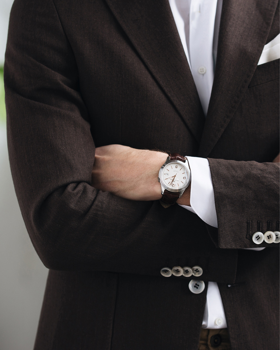Homme | Blazers | Morris Heritage | Frank Oxford Linen/Cotton Blazer Brown