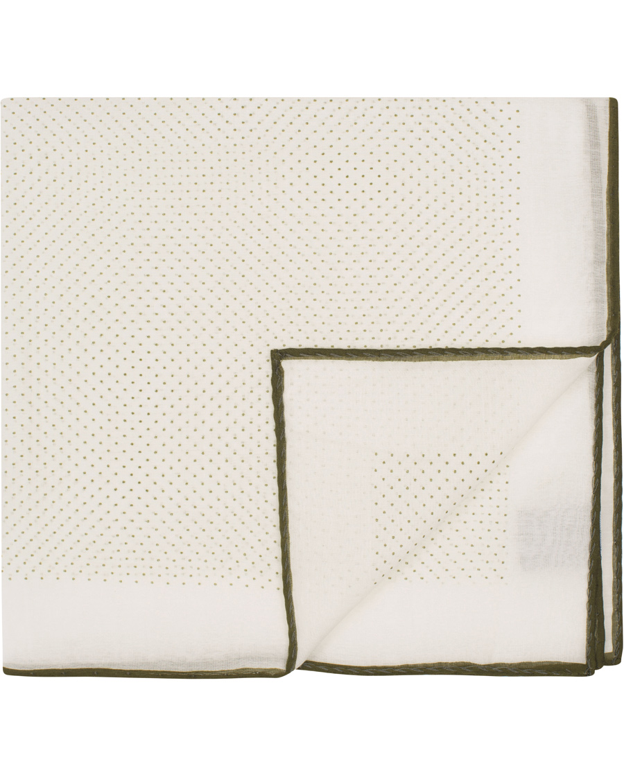 Homme | Drake's Cotton/Silk Minidot Printed Pocket Square White | Drake's | Cotton/Silk Minidot Printed Pocket Square White