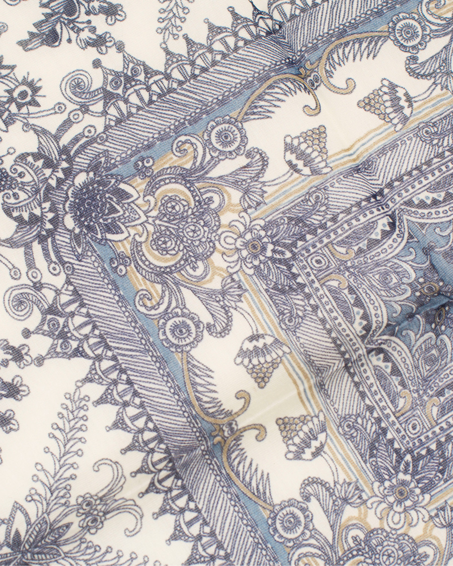 Homme | Drake's Cotton/Silk Oriental Gardens Printed Pocket Square Navy | Drake's | Cotton/Silk Oriental Gardens Printed Pocket Square Navy