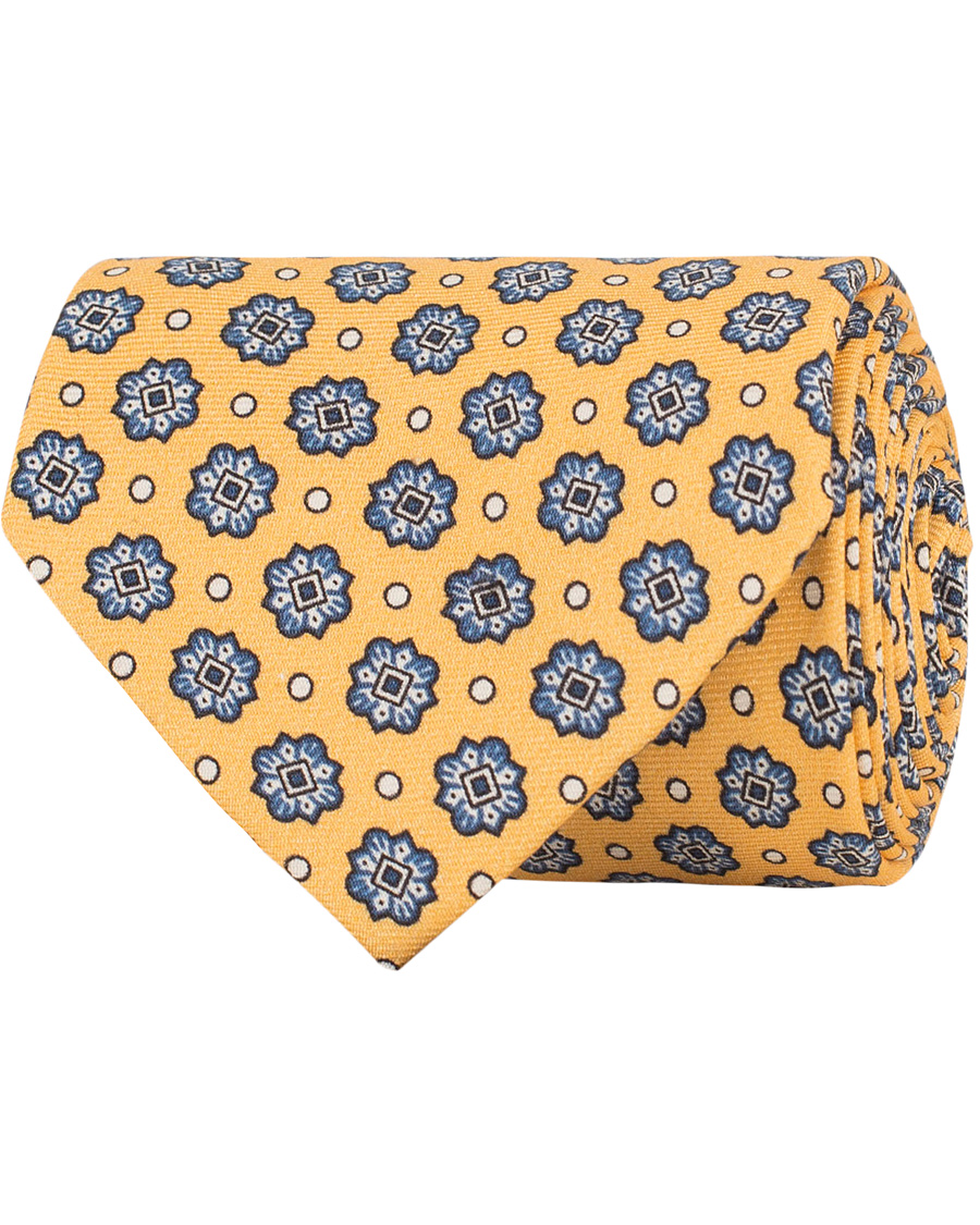 Homme | Drake's Silk Medallion 8 cm Tie Yellow | Drake's | Silk Medallion 8 cm Tie Yellow