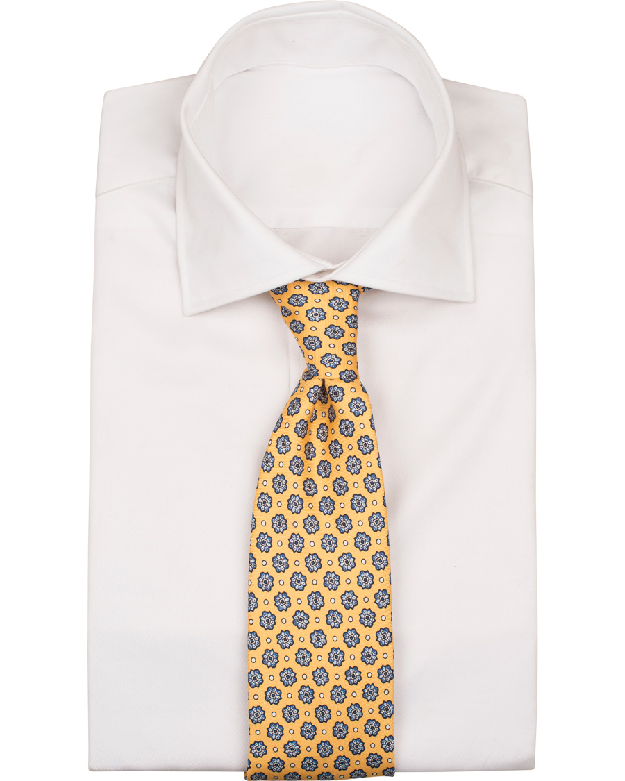 Homme | Drake's Silk Medallion 8 cm Tie Yellow | Drake's | Silk Medallion 8 cm Tie Yellow